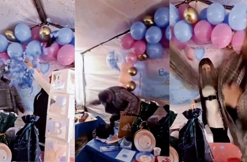  Hombre pierde el control durante la revelación de género de su hijo.